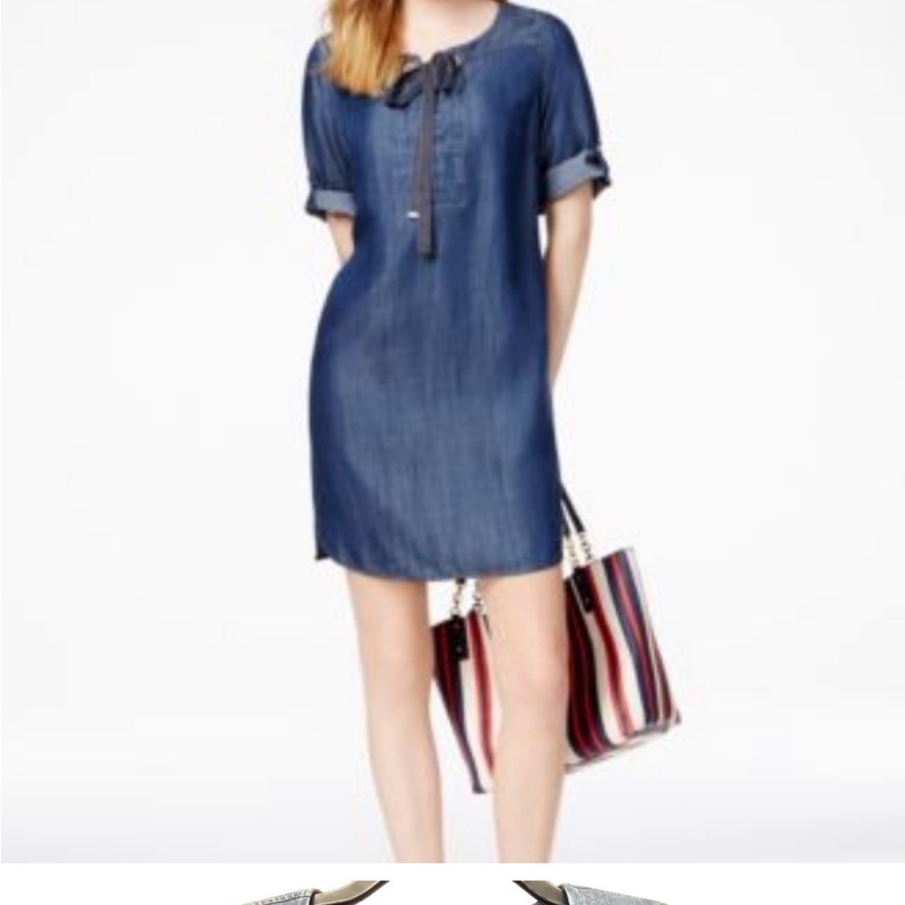 Tommy Hilfiger Linear Thinking Denim Shift Dress NWT - Picture 8 of 8